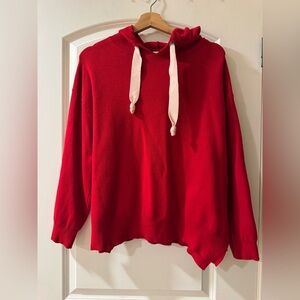 Zara Vibrant Red Hoodie with Cream Accents